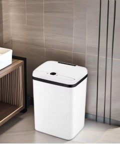 Smart Induction Type Trash Can With Automatic Open Lid, Sanitary Bucket White Color